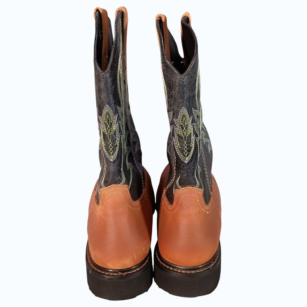 J.B. Dillon Cowboy Boots Mens 16 Black and Tan Leather JBRG202X - Picture 7 of 13